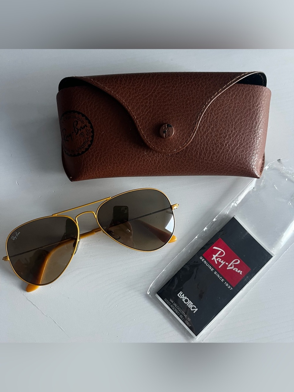 Ray-Ban Aviator Junior Sunglasses - Yellow Frame with original packaging & case